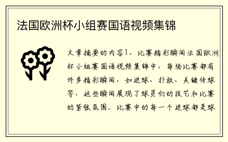 法国欧洲杯小组赛国语视频集锦